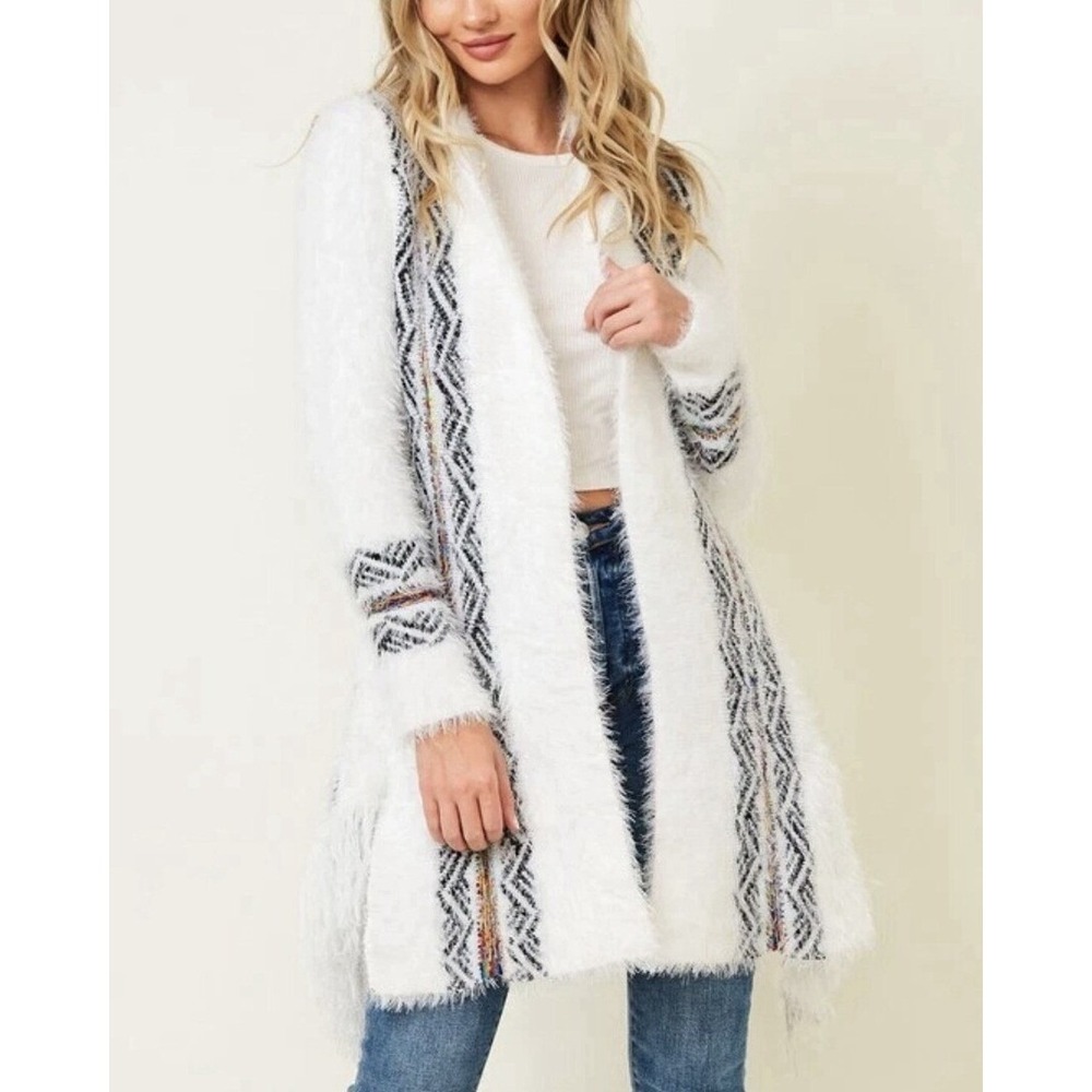 CARDIGAN Aztec SWEATER WESTERN M Fringe southwestern Yellowstone Northern Angel